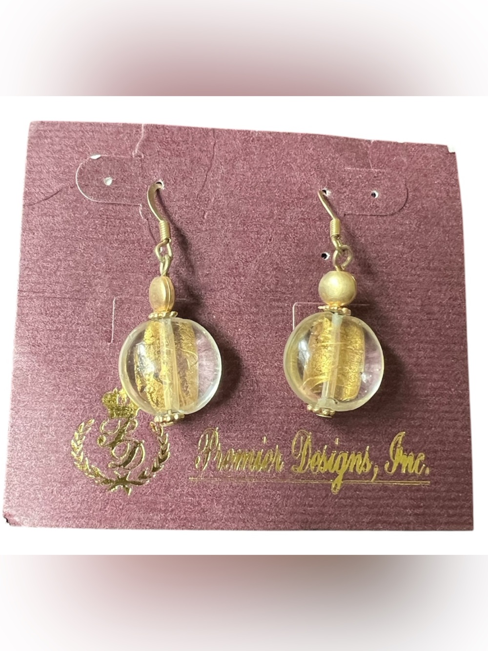 Gold Glass Bead Drop Earrings - Premier Designs